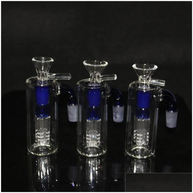 blue glass bong hookahs ash catchers 14mm 18mm thick pyrex bubbler ash catcher 45 90 degree ashcatcher water pipes