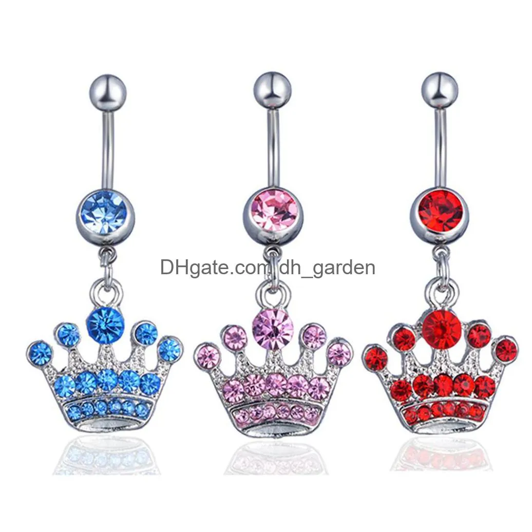 d0152 crown belly navel button ring mix colors