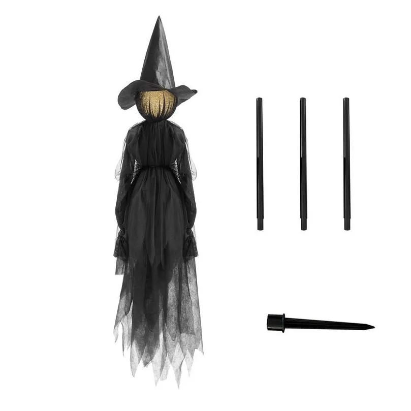party decoration lightup witches with stakes halloween decorations outdoor holding hands screaming sound activated sensor decor 220915