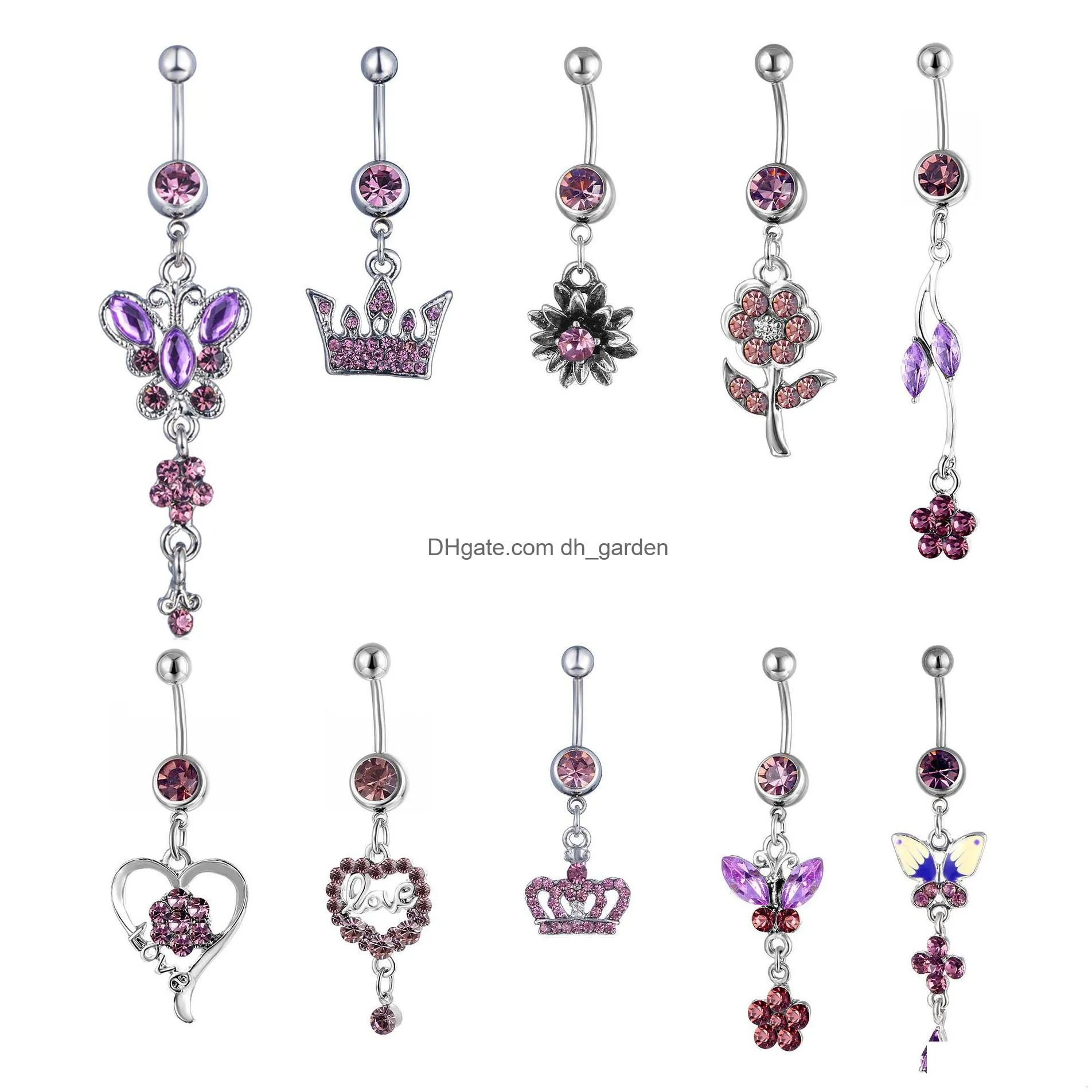 lb10001 belly navel button ring mix 10 styles aqua.colors 10 pcs heart buttonfly owl crown spider