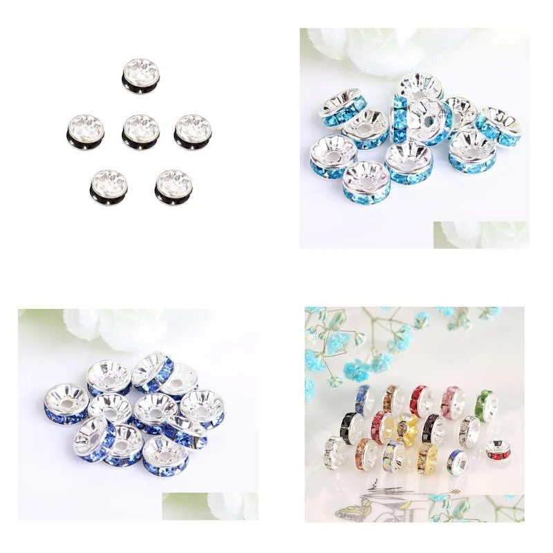 metals loose beads spacer crystal rhinestone beads suitable for bracelet earrings 8mm 200pcs