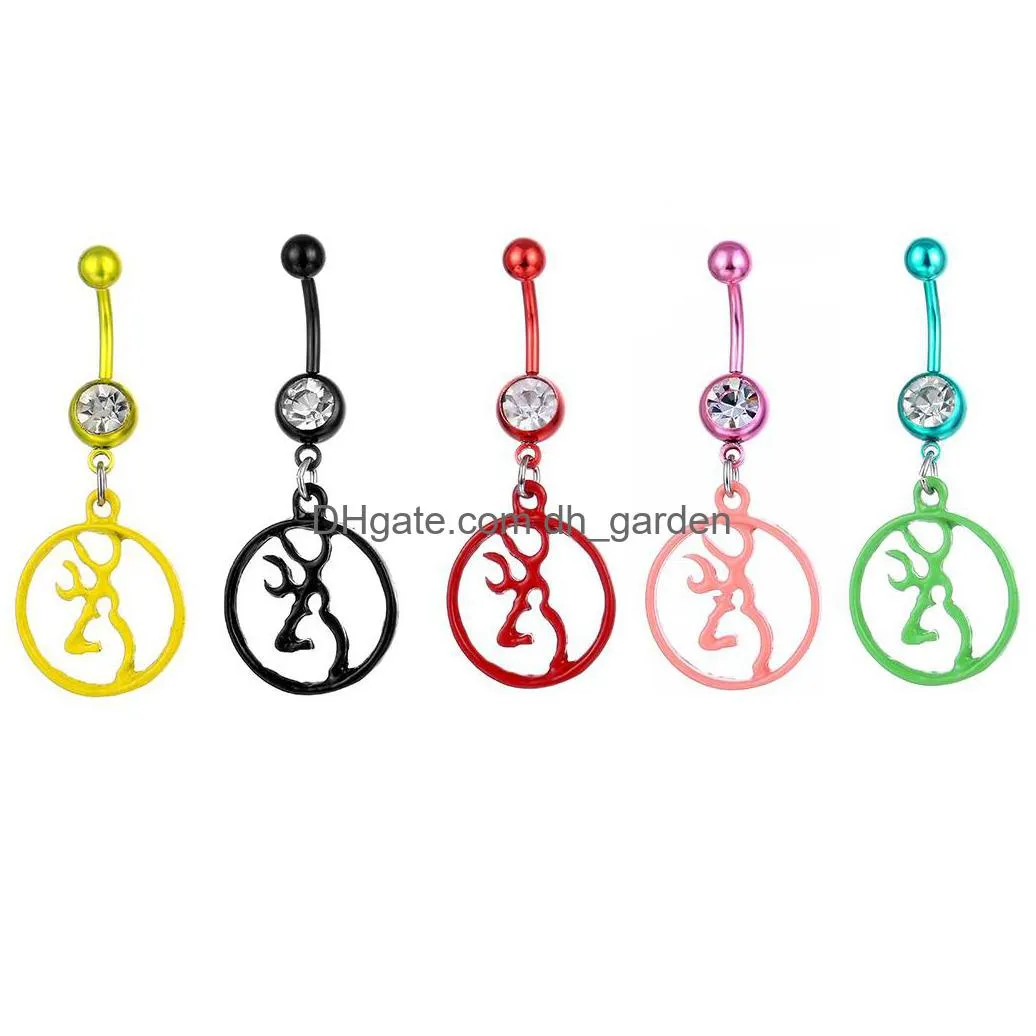 d0068 browning deer belly navel button ring mix colors