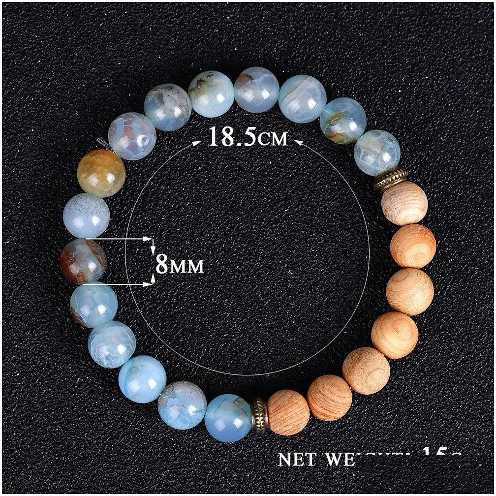 ice crack agate natural stone bracelet essential oil diffuser wood beads bracelets women men fashion jewelry will and sandy