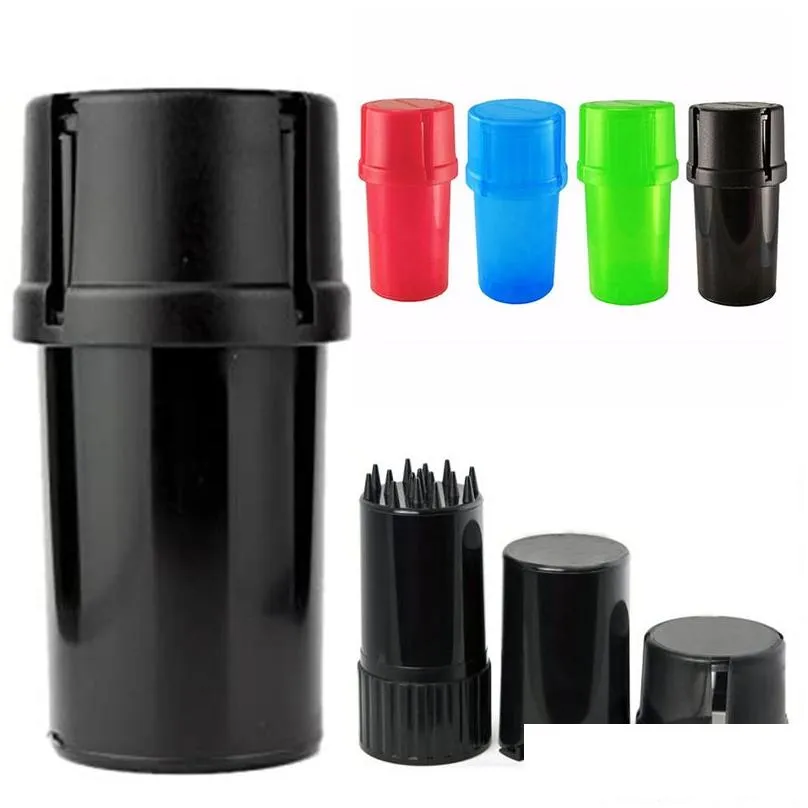 smoking accessories plastic 2 in 1 tobacco grinder bottle style crusher herbal herb spice grinding airtainer storage container case