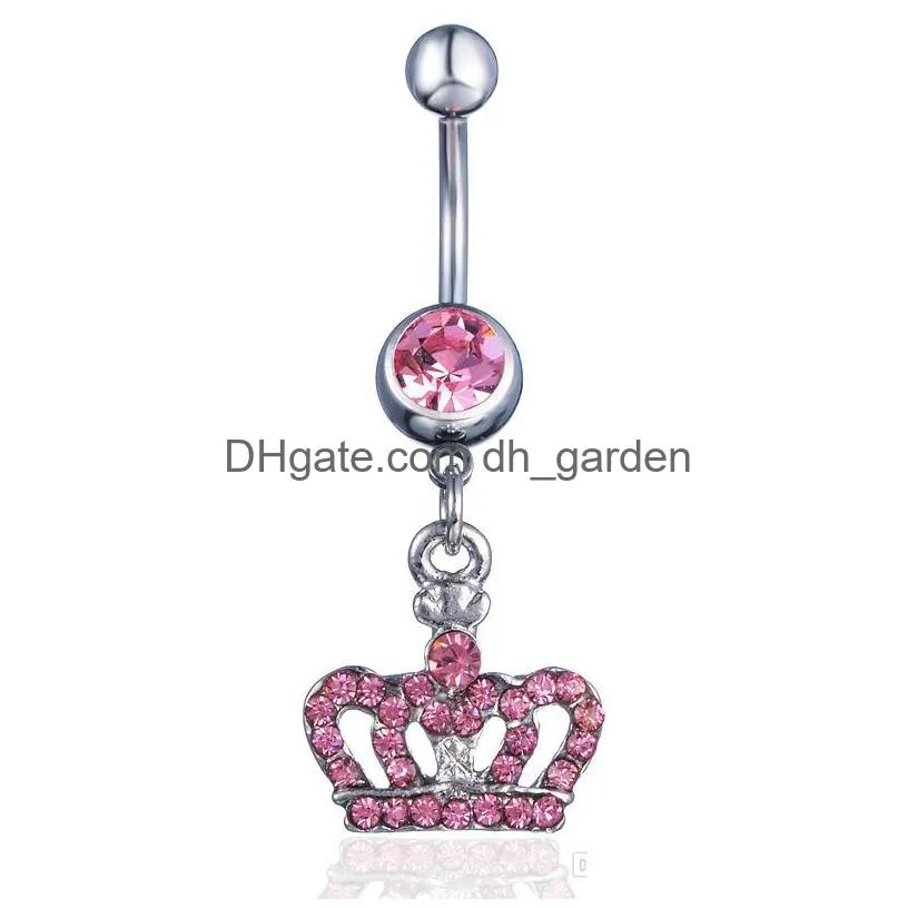 d0370 crown belly navel button ring mix colors
