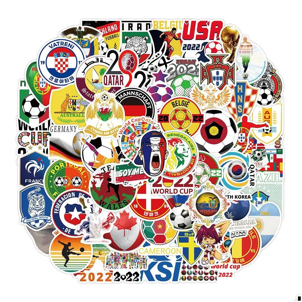 100pcs/set waterproof car world football cup stickers graffities decals for motor luggage skateboard laptop