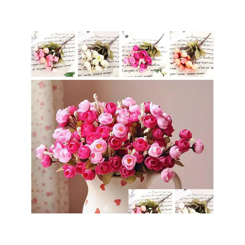 artificial red rose spring flowers 18 flower heads camellia magnolia floral wedding peony arrangement bouquet decor