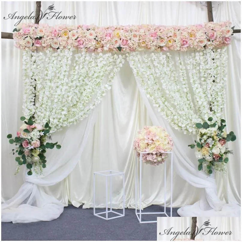 decorative flowers wreaths 1m/2m luxury artificial flower row arrangement decor party wedding arch background road lead flower rose peony hydrangea mix