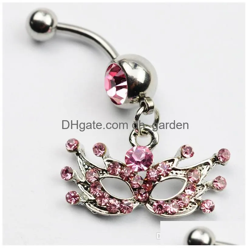 d0293 3 colors pink belly ring nice star style with piercing jewlery navel body
