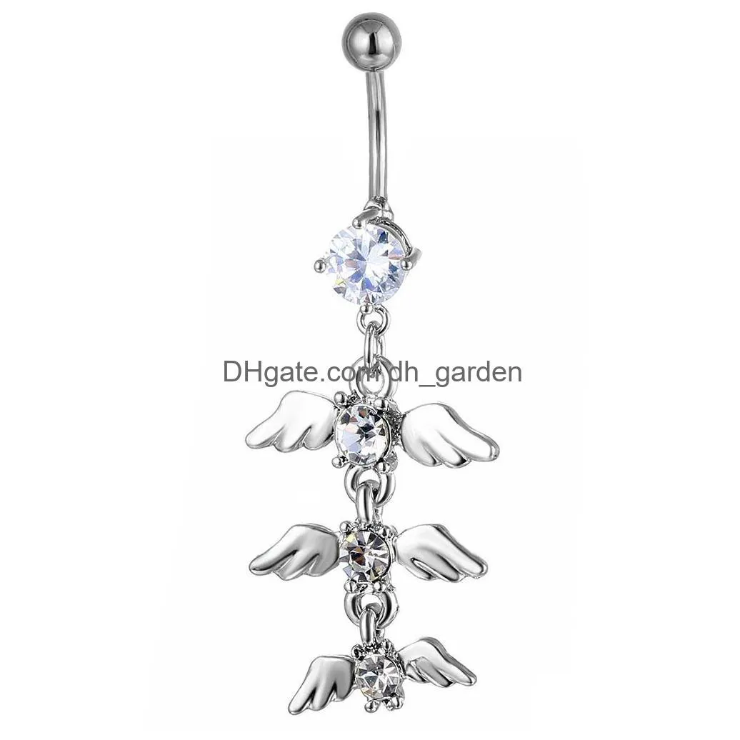 d0726 butterfly belly navel ring 10mm length 14 ga piercing jewelry