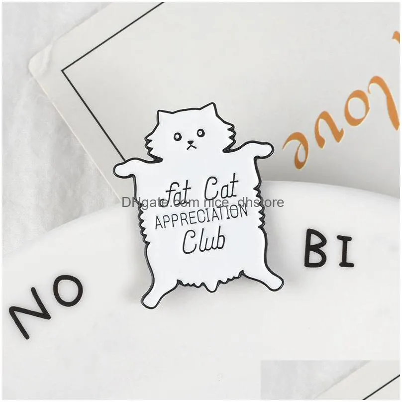 white cat animal cute small funny enamel brooches pins for women demin shirt decor brooch pin metal kawaii badge fashion jewelry