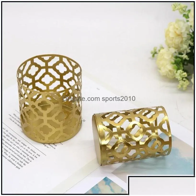 Candle Holders Nordic Golden Geometric Hollow Wrought Iron Candle Holder Creative Aromatherapy Candlestick Home Decoration Stand Orn