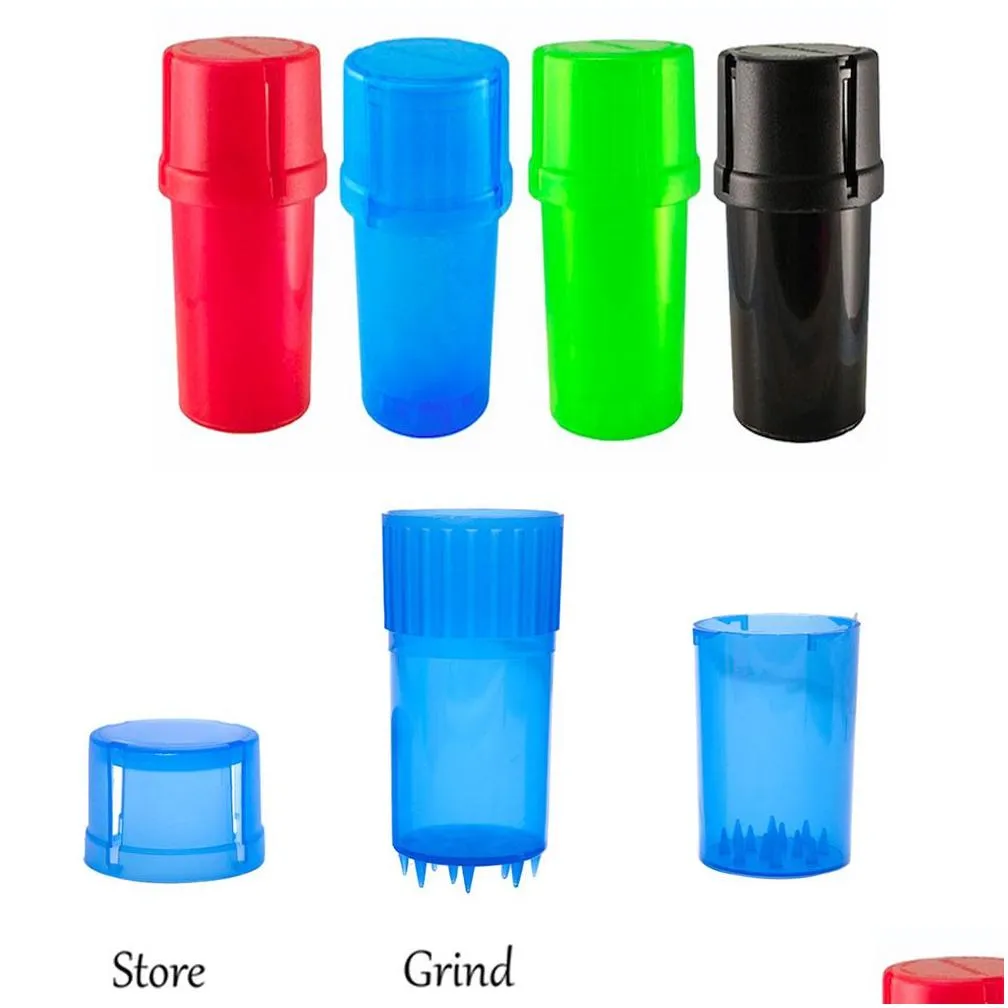 smoking accessories plastic 2 in 1 tobacco grinder bottle style crusher herbal herb spice grinding airtainer storage container case