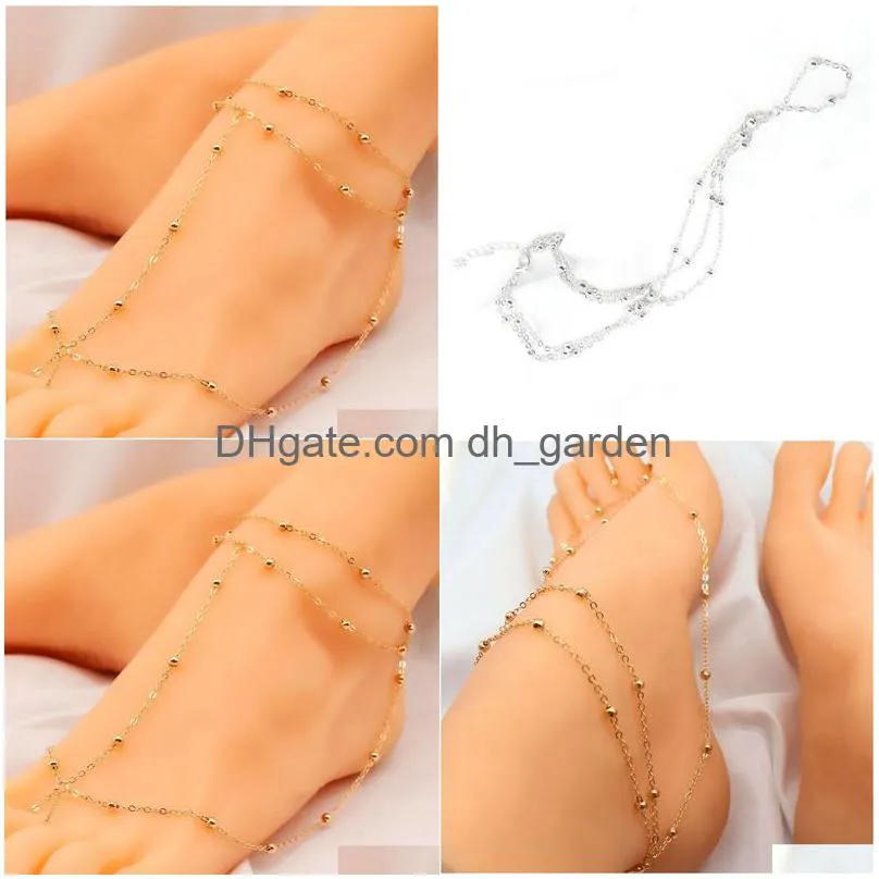 hot desinger beach anklets barefoot sandals silver gold colors dancer foot jewelry