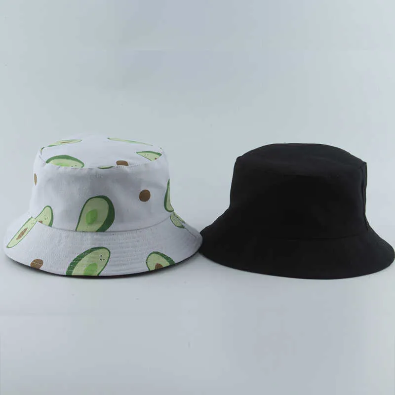 Wide Brim Hats 2020 Panama Fruit Print Bucket Hats For Men Women Two Side Reversible Fisherman Hat Bob Hip Hop Cap Drop Shipping P230311