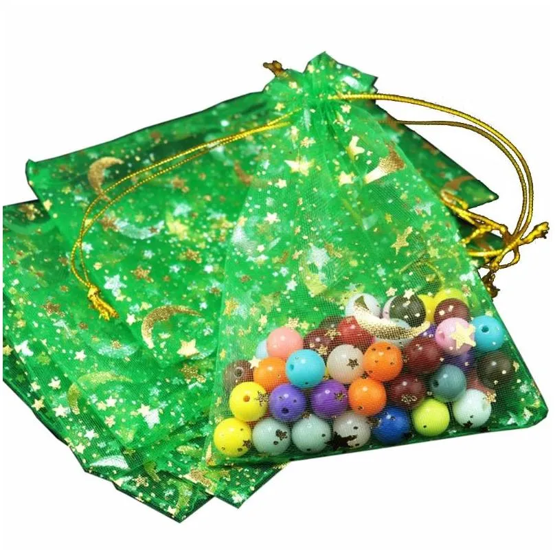 jewelry pouches 100pcs moon stars drawstring organza bags small gift for wedding party valentines day