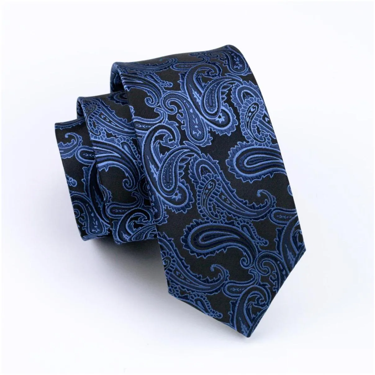 mens tie blue paisely silk hanky cufflinks set jacquard woven silk mens tie set business work formal meeting leisure