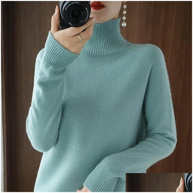 turtleneck cashmere sweater women winter jumpers knit female long sleeve thick loose pullover women s sweaters 220810