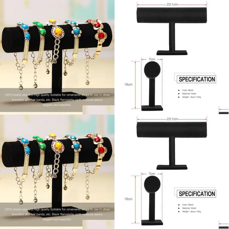 black velvet jewelry display organizer stand holder packaging bracelet chain watch holder t bar rack