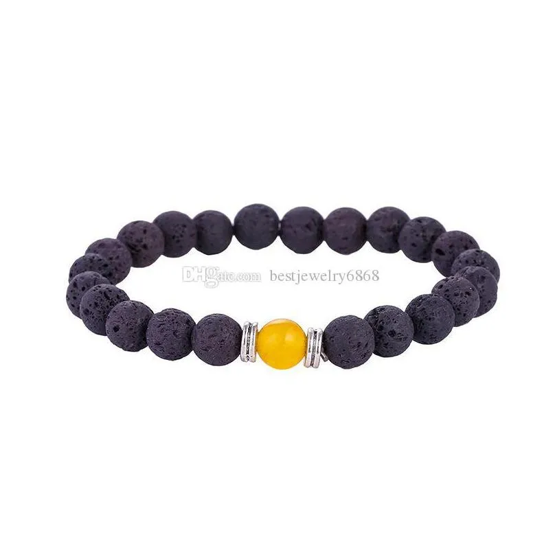 8mm natural lava rock beaded bracelets essential oil diffuser stone 7 chakra charm wrap bangle for women men diy aromatherapy jewelry