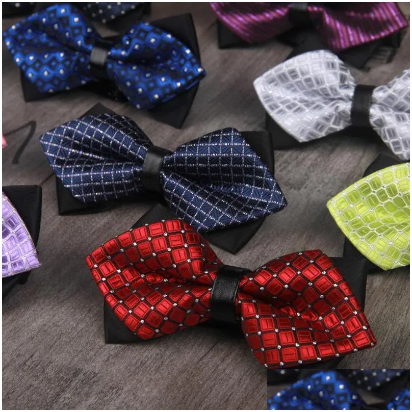 elegant adjustable bow tie plaid pattern business suit shirt bowtie for men engagement wedding ties dress