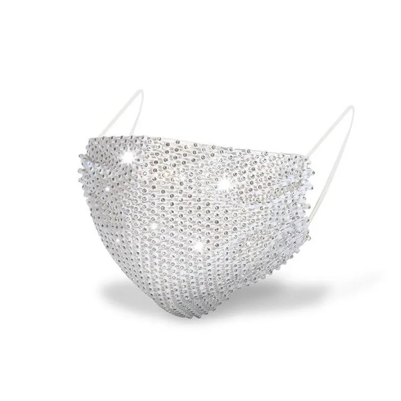 100pcs fashion colorful mesh designer party masks bling diamond rhinestone grid net washable sexy hollow mask for women