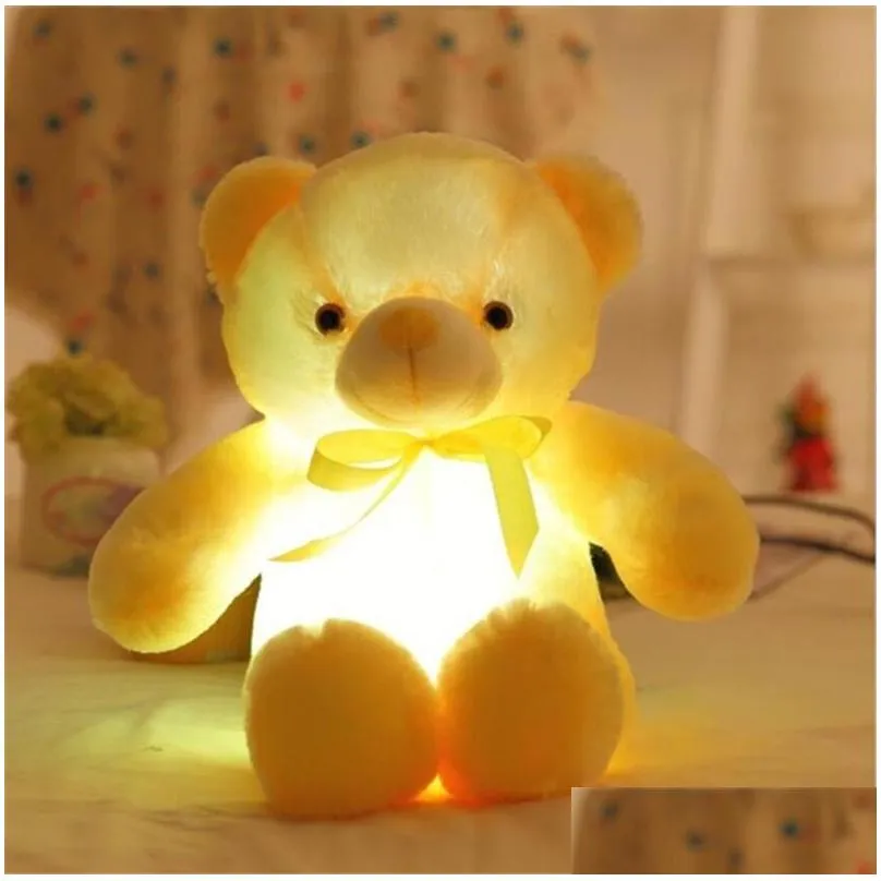 factory outlet color glowing teddy bear plush doll toy kawaii glowingplush toy kids christmas gift ups