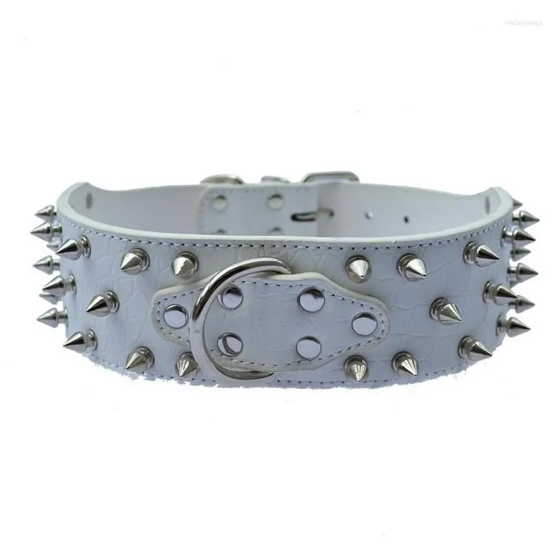 dog collars large pet collar 2 inch wide croc leather spiked for pitbulls dogs size m l xl xxl big products