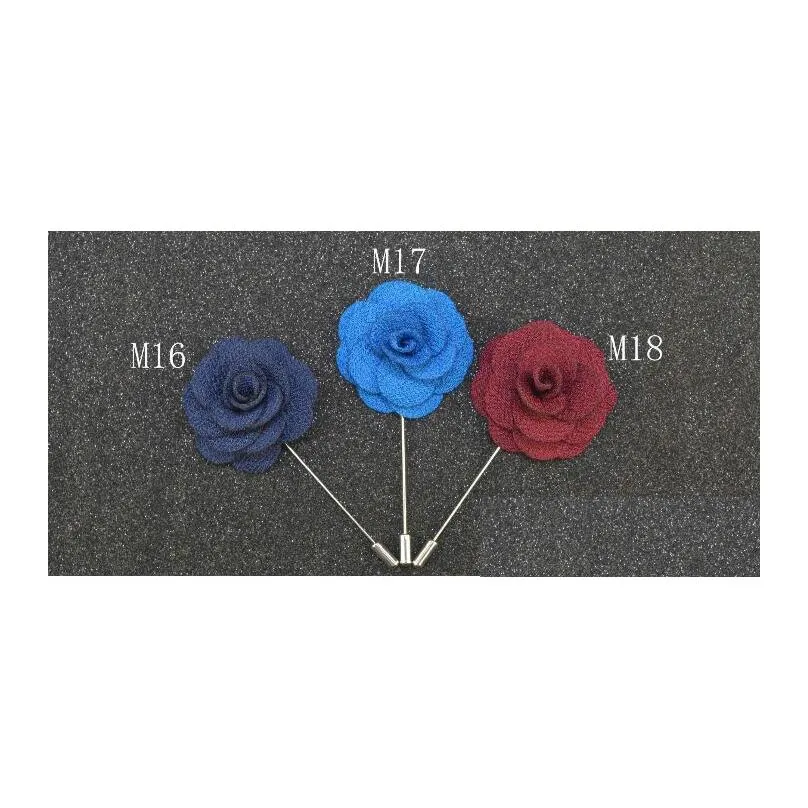 lapel flower man woman camellia handmade boutonniere stick brooch pin mens accessories in 18 colors