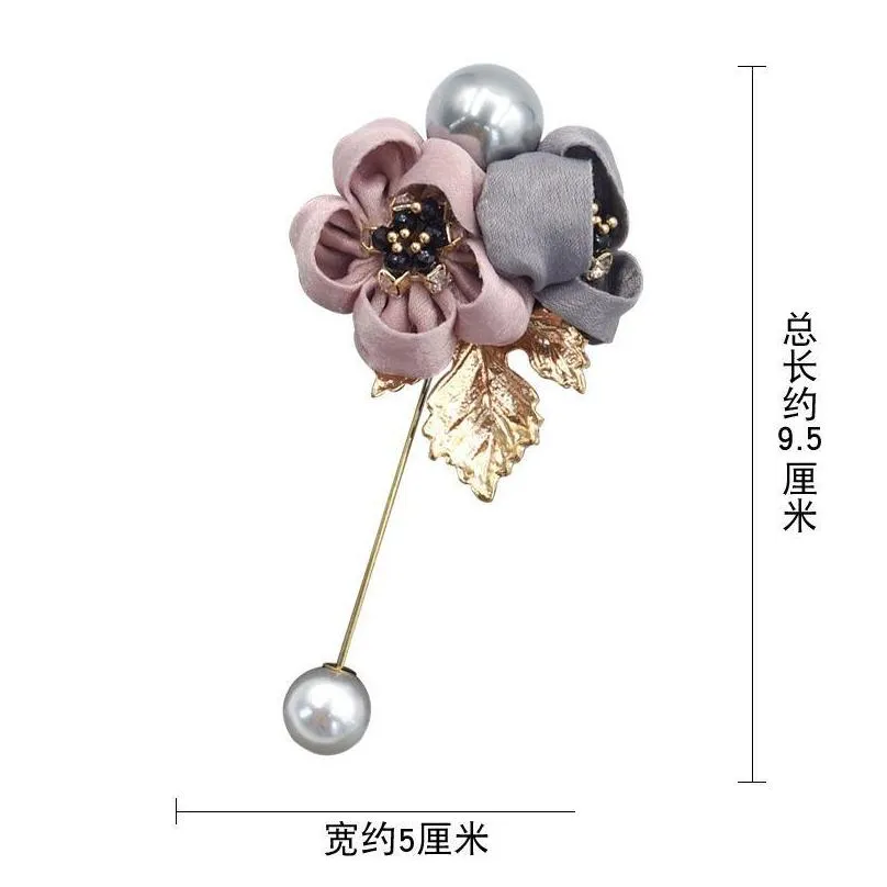 pins brooches ladies cloth art pearl fabric flower brooch pin cardigan shirt shawl professional coat badge jewelry women accessories