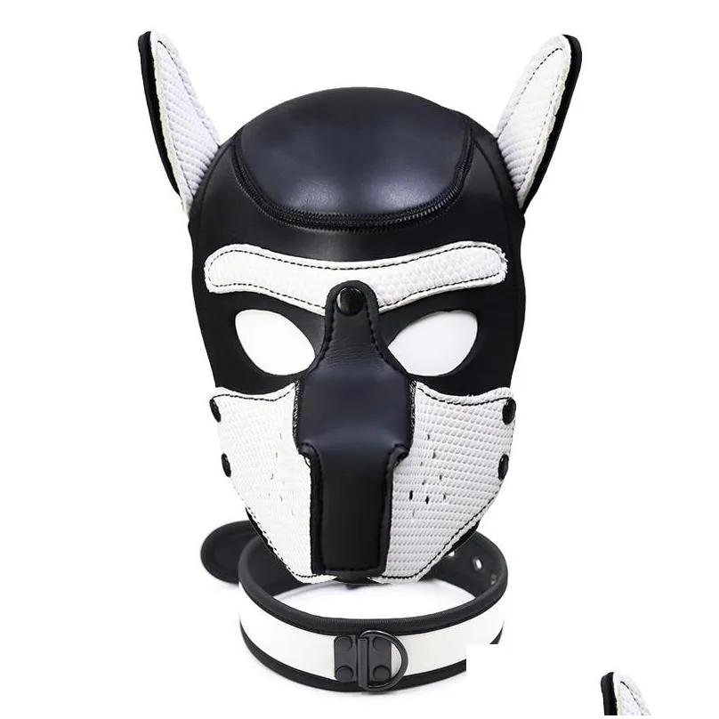 fashion dog mask puppy cosplay full head for padded latex rubber role play with ears 10 color 220715