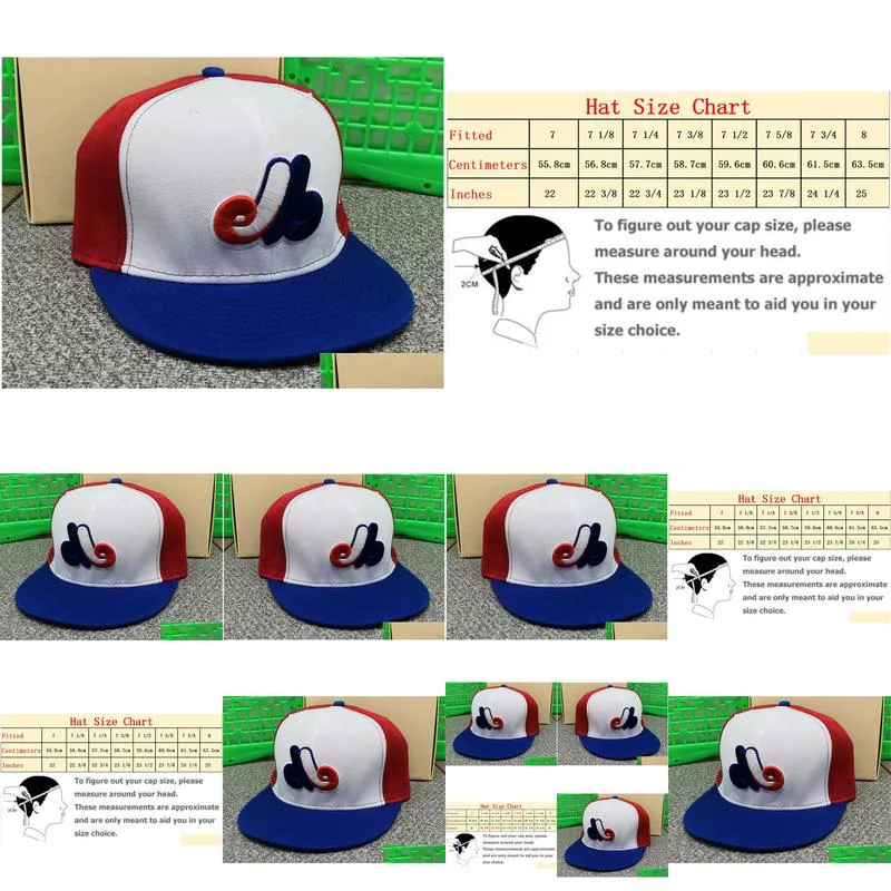 ready stock hs de montreal. equipado sombreros guay gorras de beisbol adulto pico plana gorra ajustada hip hop hombres mujeres completa cerrado gorra azul blanco