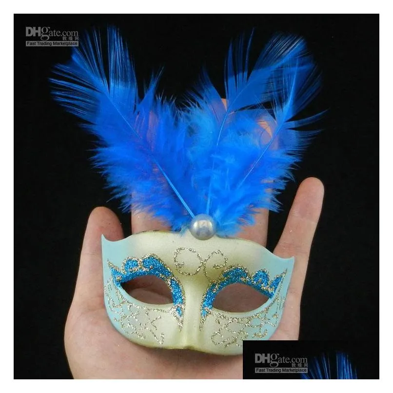 supper mini mask venetian masquerade feather mask party decoration cute wedding gift carnival mardi gras prop mix color