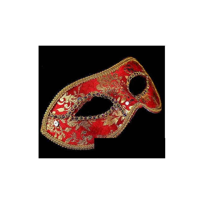 20pcs half face mask halloween masquerade mask male venice italy flathead lace bright cloth masks