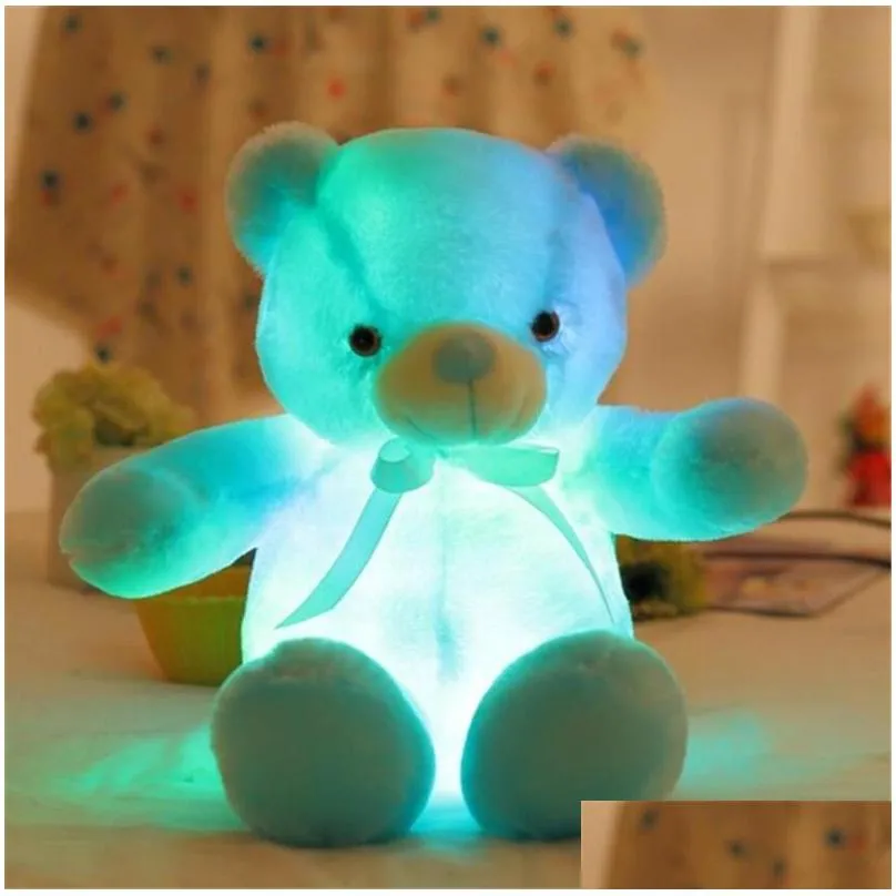 factory outlet color glowing teddy bear plush doll toy kawaii glowingplush toy kids christmas gift ups