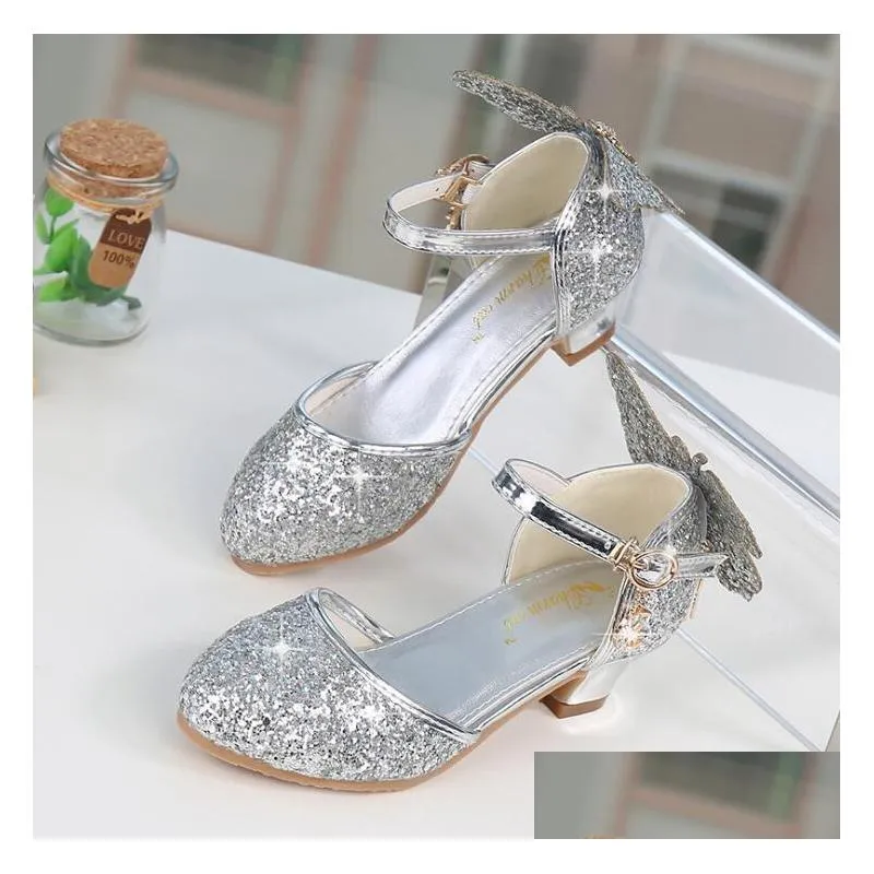 Sandalias Princesa Niños Zapatos De Cuero Para Niñas Glitter