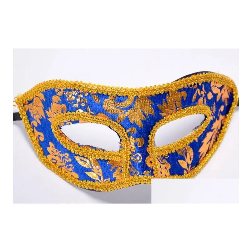 20pcs half face mask halloween masquerade mask male venice italy flathead lace bright cloth masks