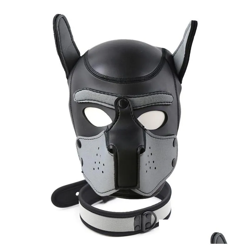 fashion dog mask puppy cosplay full head for padded latex rubber role play with ears 10 color 220715