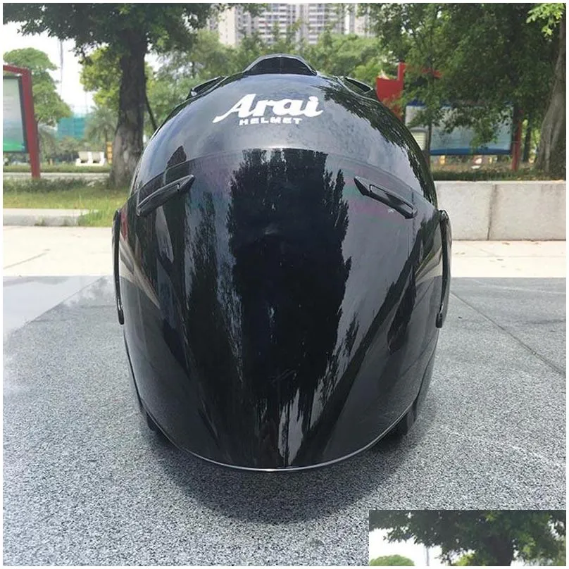 black motorcycle half helmet outdoor sport men and women motorcycle racing helmet open face dot approved1