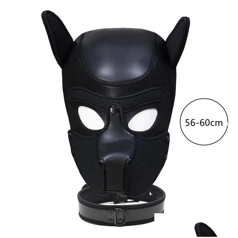 fashion dog mask puppy cosplay full head for padded latex rubber role play with ears 10 color 220715