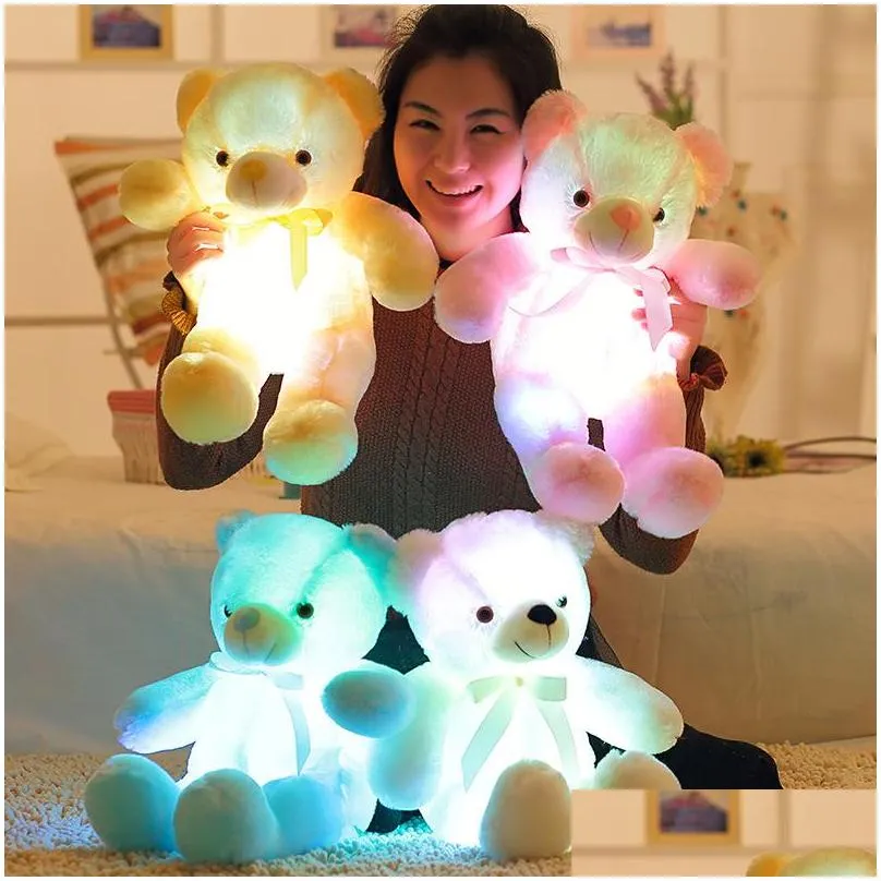 factory outlet color glowing teddy bear plush doll toy kawaii glowingplush toy kids christmas gift ups