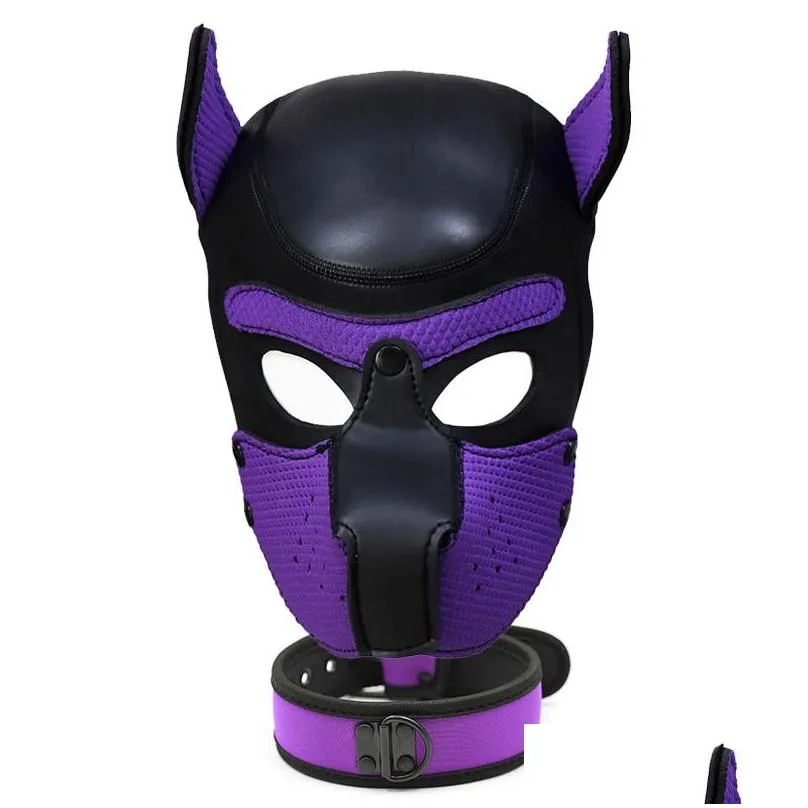 fashion dog mask puppy cosplay full head for padded latex rubber role play with ears 10 color 220715