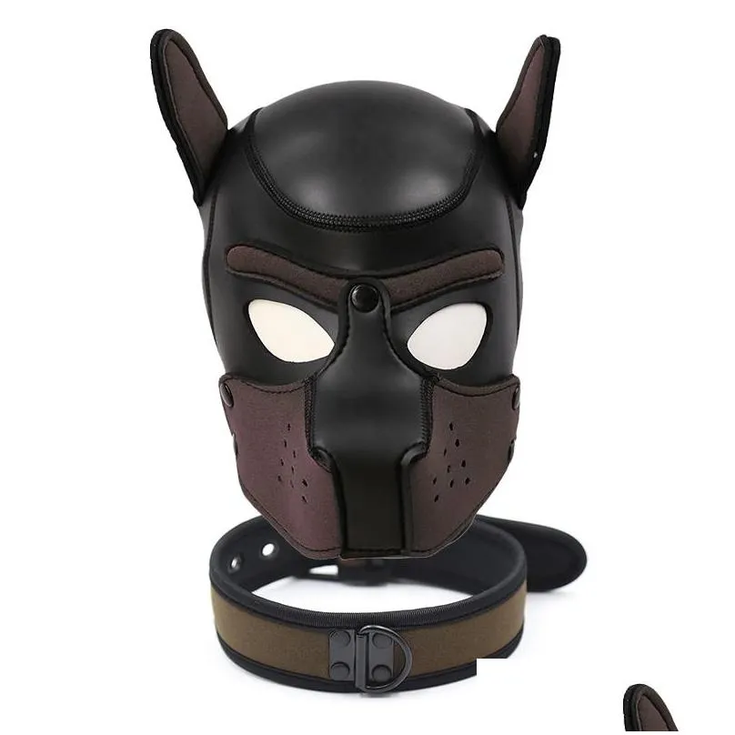 fashion dog mask puppy cosplay full head for padded latex rubber role play with ears 10 color 220715