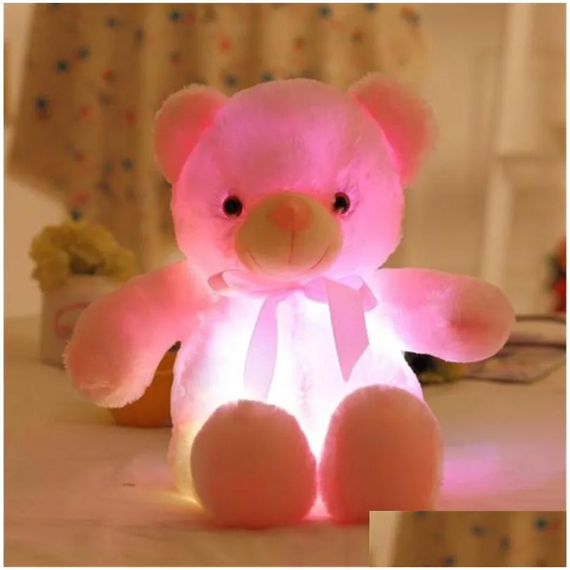 factory outlet color glowing teddy bear plush doll toy kawaii glowingplush toy kids christmas gift ups