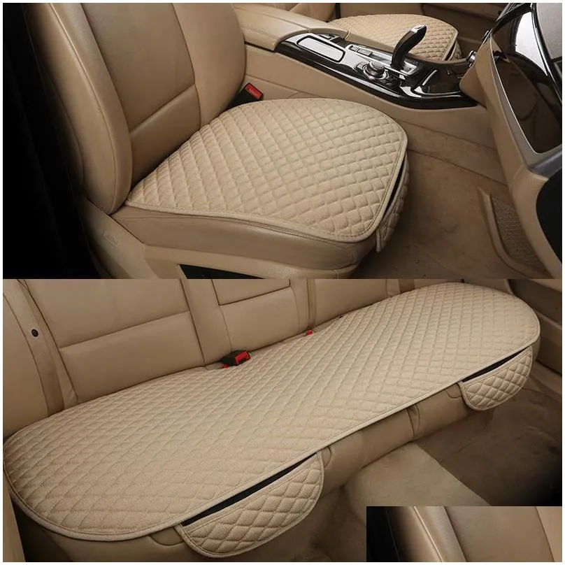 car seat covers linen cover front/rear/ full set choose flax cushion pad protector automotive interior fit truck suv van