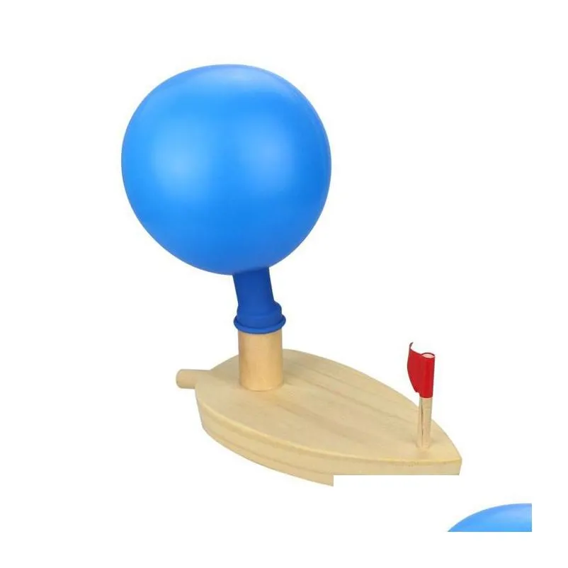 balloon powered wooden boat toy swimming pool kids water fun toys play outdoor baby bath toy science and education toys