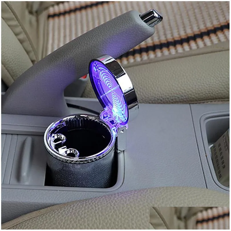 universal car ashtray with led lights creative personality covered inside multifunction car supplies