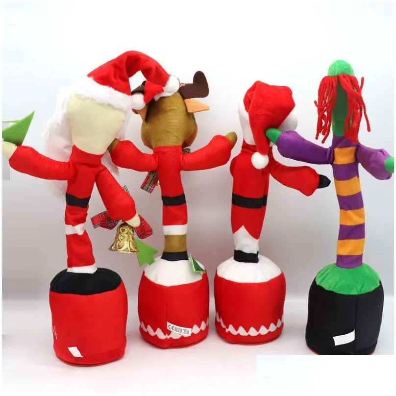 new electric toy santa snowman dancing cactus sand sculpture twisting electric plush toys learning to talk and sing doll