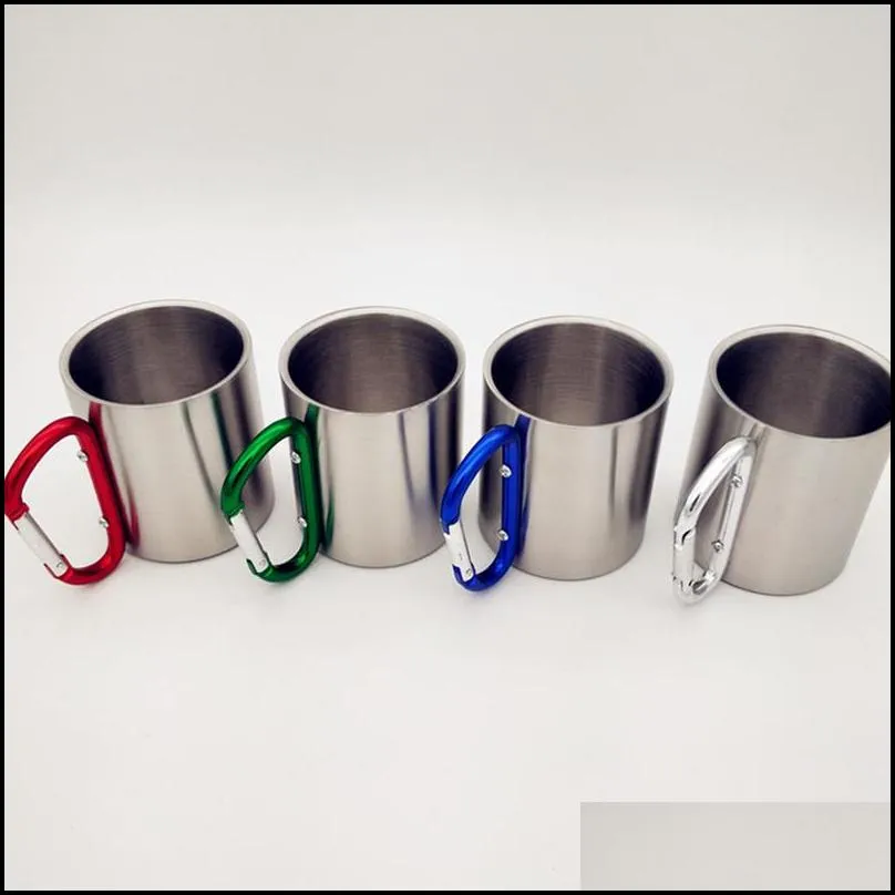 200ml stainless steel cup for camping traveling outdoor cup with handle carabiner climbing backpacking hiking portable cups