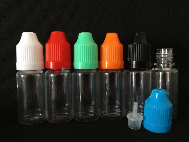 E Liquid PET Dropper Bottle with Colorful Childproof Caps Long Thin Tips Clear Plastic Needle Bottlesl 5ml 10ml 15ml 20ml 30ml 50ml